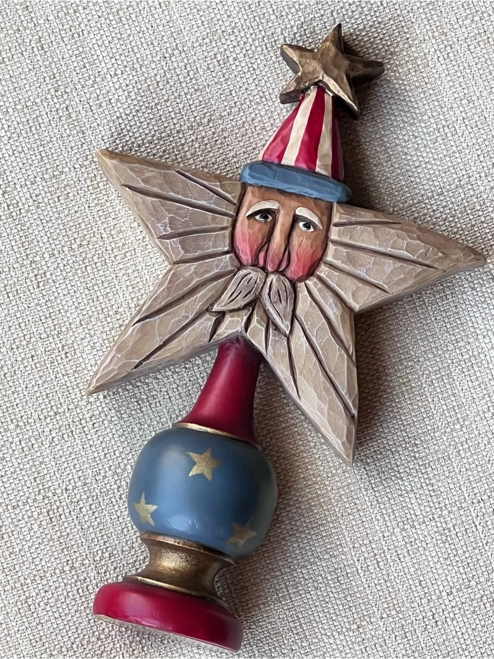 RARE Lori Miller USA Santa Christmas Holiday American Flag 250 Folk Art Collect